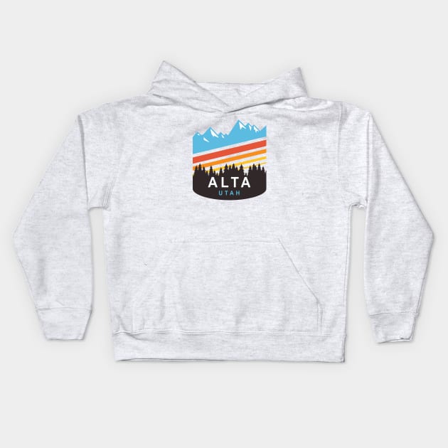 Alta Utah Ski and Snow Kids Hoodie by Eureka Shirts